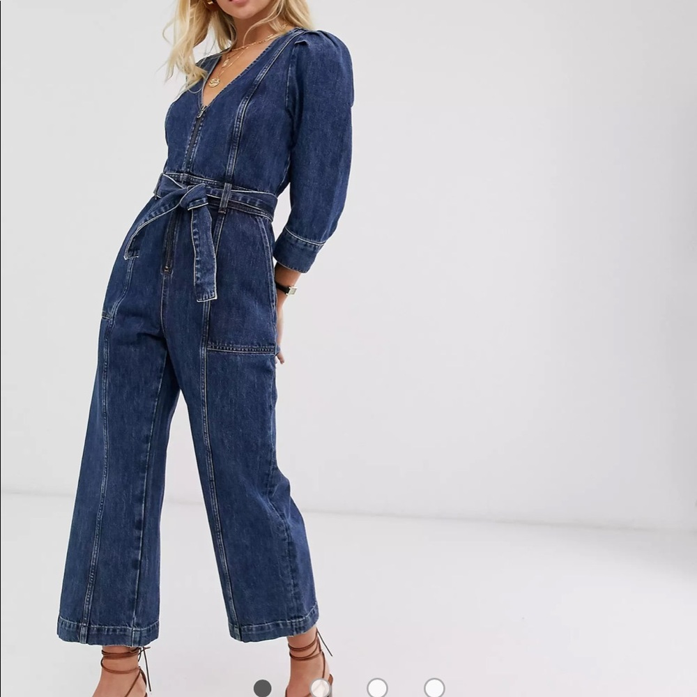 Los Angeles & Other Stories denim jumpsuit with tie waist, size US 0